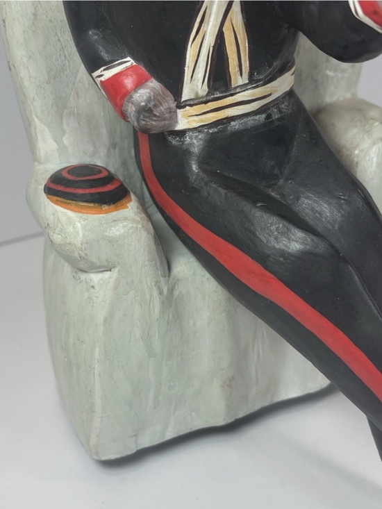 Set Of 2 Hand Carved Painted Wood Cats- Folk Art Whimsical Therapist Kitty Vtg - Picture 11 of 15